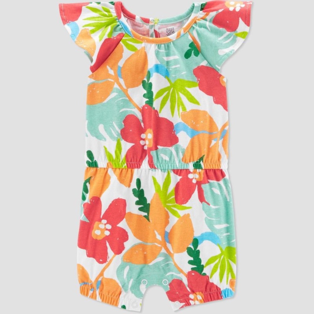 Carter's Just One You Baby Girls' Tropical Floral Romper 6M NWT